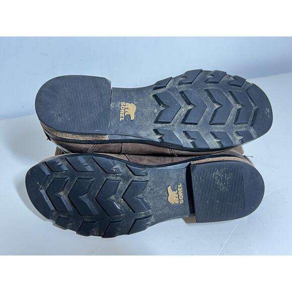 Sorel Women's EUC Brown Leather Emelie Chelsea Slip On Boot Bootie Size 8 - Picture 4 of 5